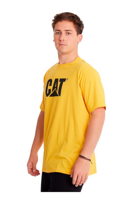 Polera Manga Corta Hombre Cat Logo Tee Amarillo-1
