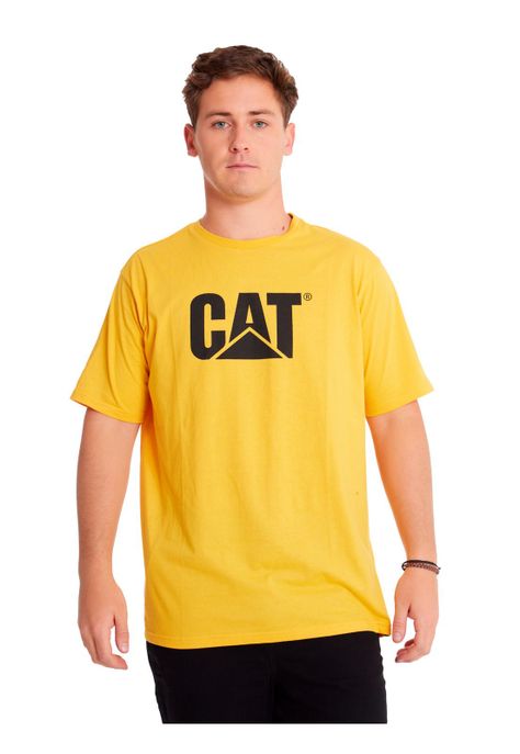 Polera Manga Corta Hombre Cat Logo Tee Amarillo-4