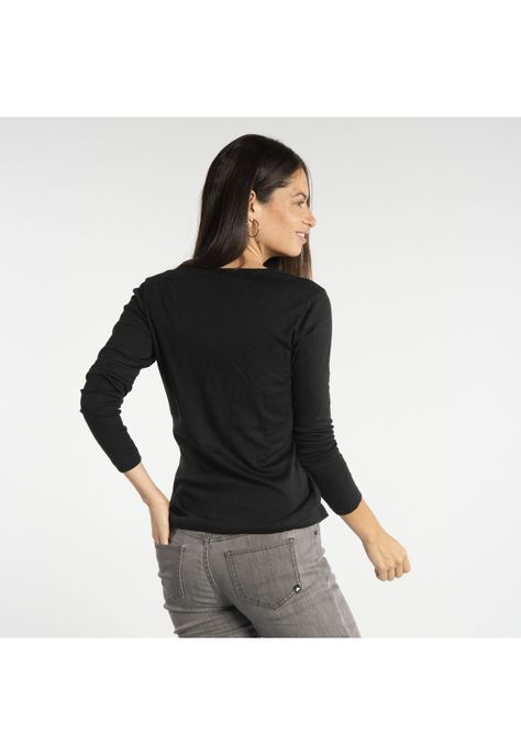Polera Manga Larga  Mujer W Fdtn Modal Henley Negro-2