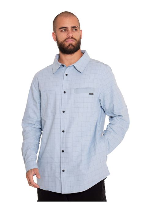 Camisa Manga Larga Hombre Celeste-5