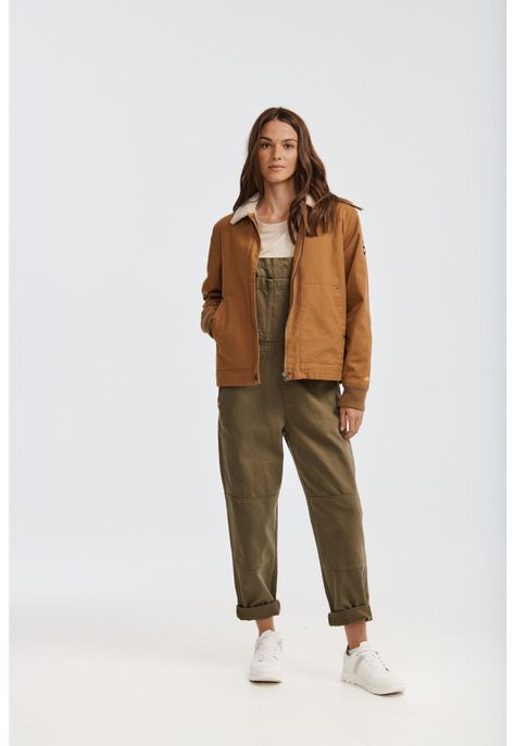 Chaqueta Mujer Sherpa Lined Chore Café-0