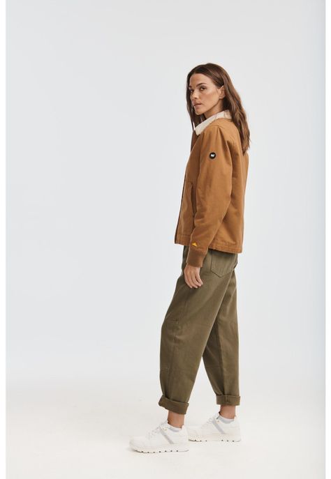 Chaqueta Mujer Sherpa Lined Chore Café-4