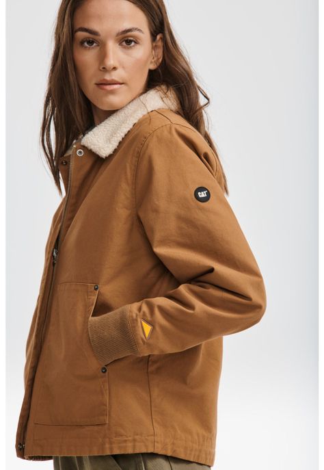 Chaqueta Mujer Sherpa Lined Chore Café-5