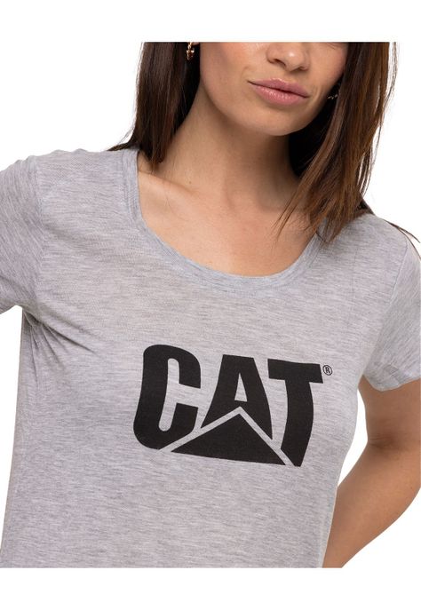 Polera M/C Logo Scoop Neck Gris Mujer-3