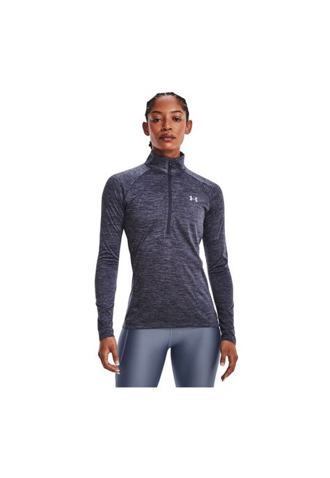 Top Mujer Tech Hlf Zip - Twist Gris-2