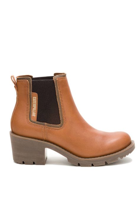Botin Cuero Mujer Rewrite Chelsea Café Claro-1