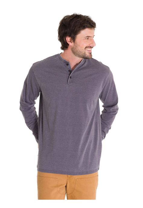 Polera Burnout Henley Hombre Gris Oscuro-1