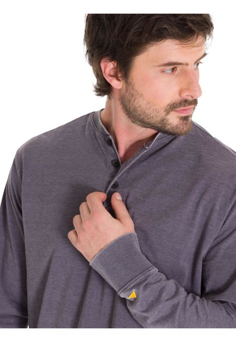 Polera Burnout Henley Hombre Gris Oscuro-4