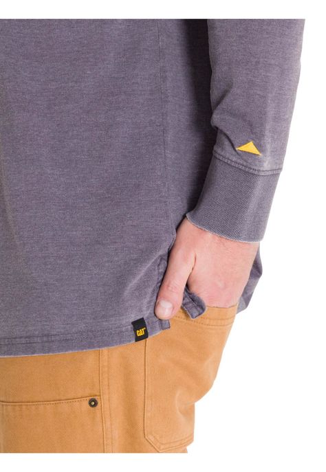 Polera Burnout Henley Hombre Gris Oscuro-5