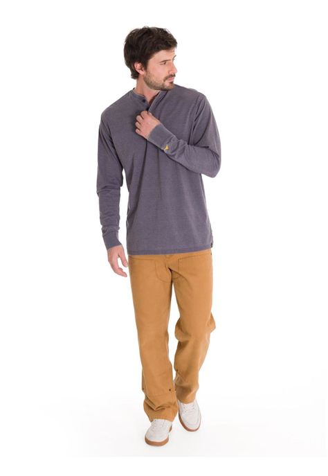 Polera Burnout Henley Hombre Gris Oscuro-6