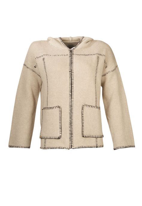 Sweater Fibras Recicladas Mujer Canela Blanco-0