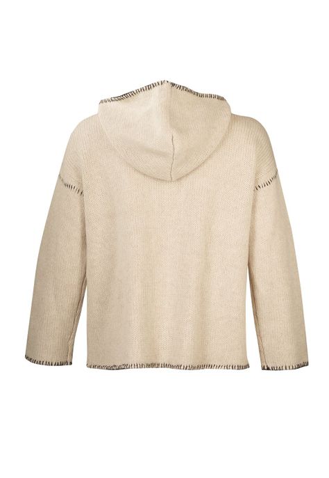 Sweater Fibras Recicladas Mujer Canela Blanco-1
