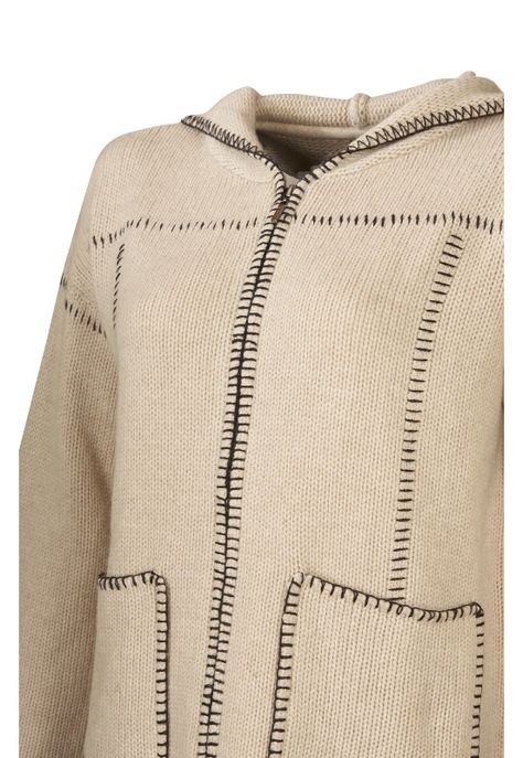 Sweater Fibras Recicladas Mujer Canela Blanco-3