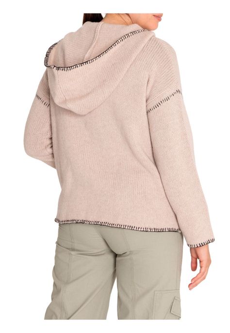 Sweater Fibras Recicladas Mujer Canela Blanco-6