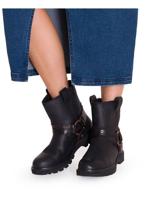 Bota Cuero Grader Harness Mujer Negra-0