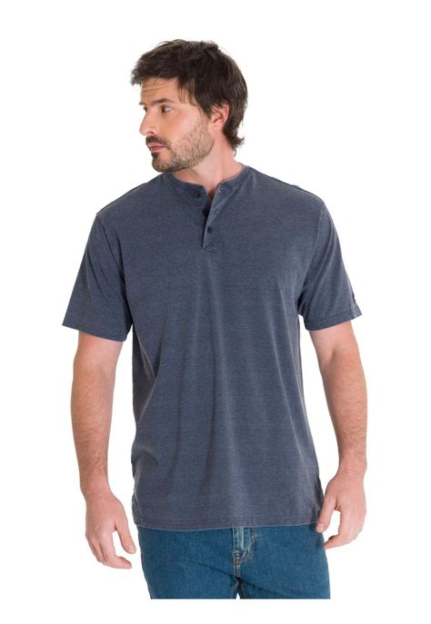 Polera Burnout Henley Hombre Azul-0
