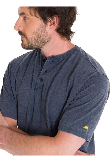 Polera Burnout Henley Hombre Azul-4