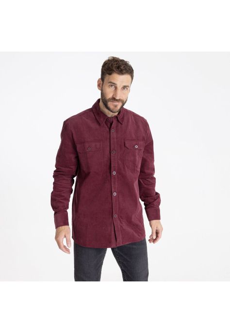 Camisa M/L Brighton Corded Ii Burdeo Hombre-0