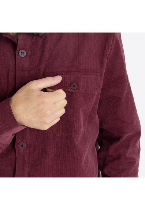 Camisa M/L Brighton Corded Ii Burdeo Hombre-3