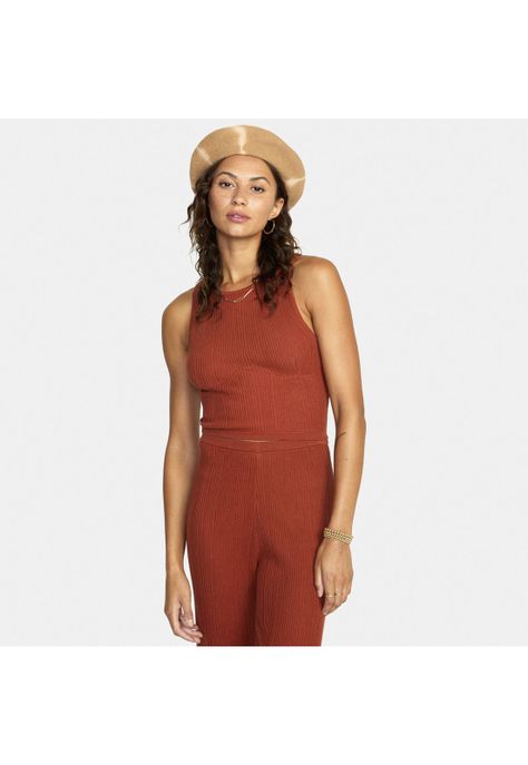 Polera S/M Mujer Swerve Crop Tan Bdy Café-0