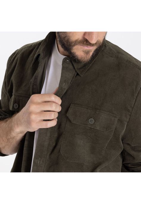 Camisa Manga Larga Brighton Cord Ii Verde Hombre-5