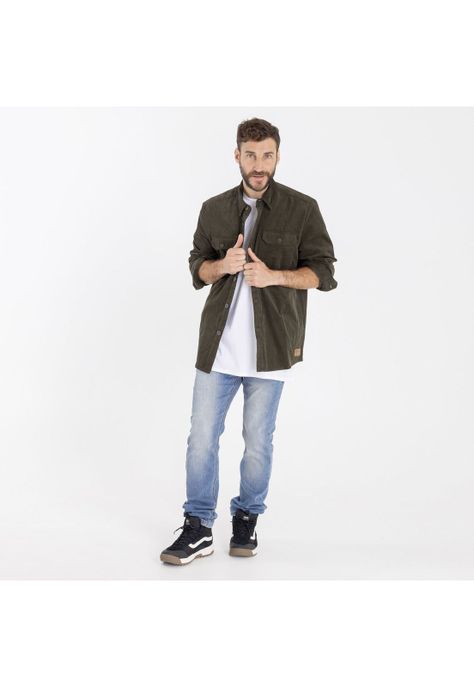 Camisa Manga Larga Brighton Cord Ii Verde Hombre-6