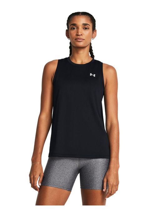 Polera sin mangas UA Tech Negro para mujer-3