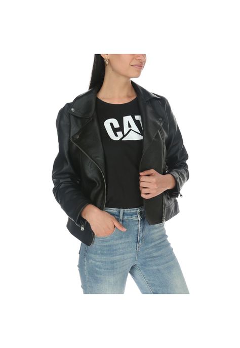 Chaqueta Mujer Faux Leather Moto Jacket Negro-4