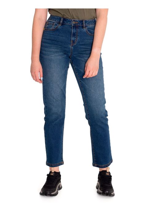 Jeans Mujer Triblend High-Rise Straight Azul-0