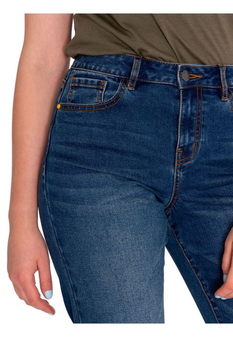 Jeans Mujer Triblend High-Rise Straight Azul-4