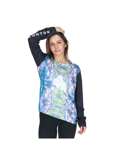 Polera Manga Larga Mtb Half Printd Celeste Mujer-0