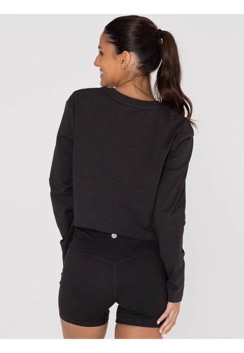 Polera deportiva Mujer Cotton Crop Top Negra-1