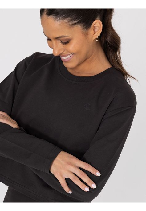Polera deportiva Mujer Cotton Crop Top Negra-4