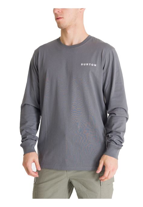 Polera Manga Larga Hombre Mini Chest Logo Gris Burton-0