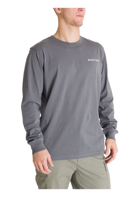 Polera Manga Larga Hombre Mini Chest Logo Gris Burton-1