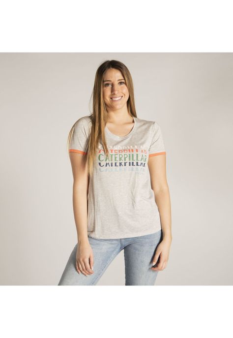 Polera M/C Mujer W Caterpillar Repeat Gris-0