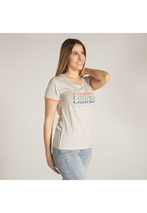Polera M/C Mujer W Caterpillar Repeat Gris-1