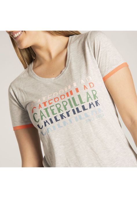 Polera M/C Mujer W Caterpillar Repeat Gris-4