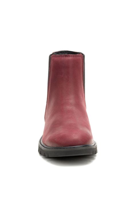 Botin Cuero Mujer Colorado Chelsea Burdeo-4