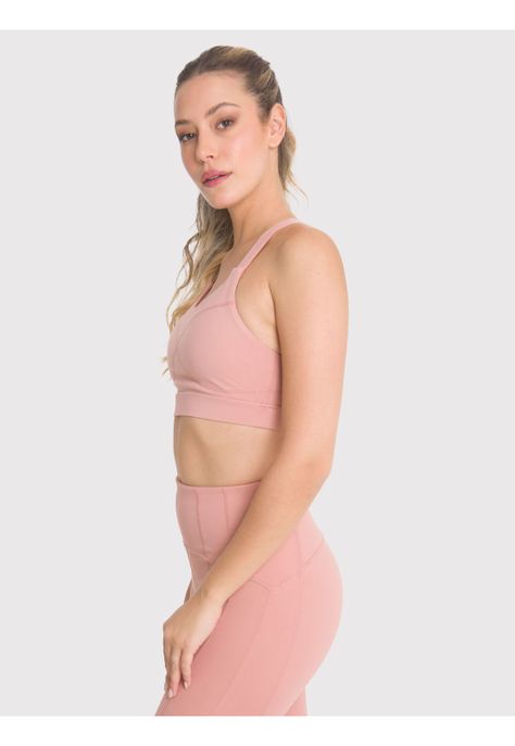 Peto deportivo Mujer Hight Support Palo Rosa-3