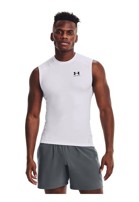 Polera sin mangas HeatGear® hombre Blanco-3