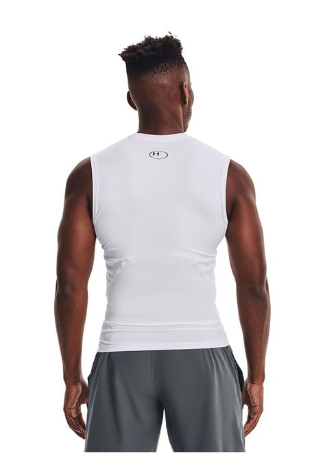 Polera sin mangas HeatGear® hombre Blanco-4
