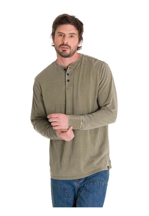Polera Burnout Henley Hombre Verde-0