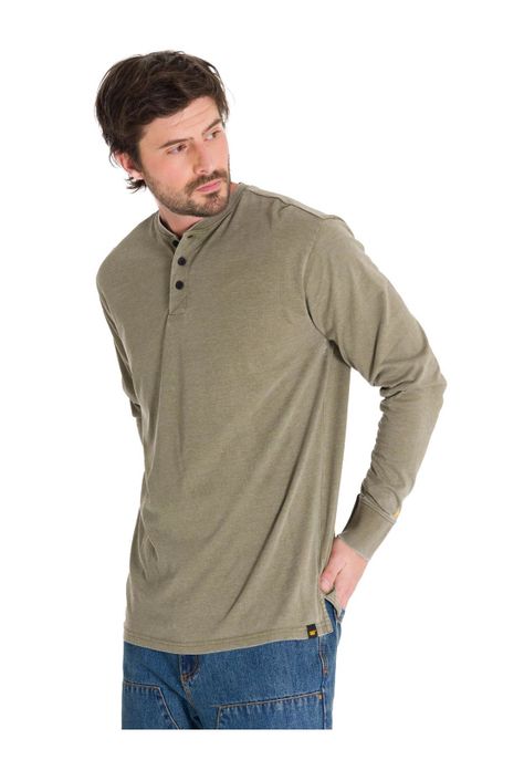 Polera Burnout Henley Hombre Verde-1