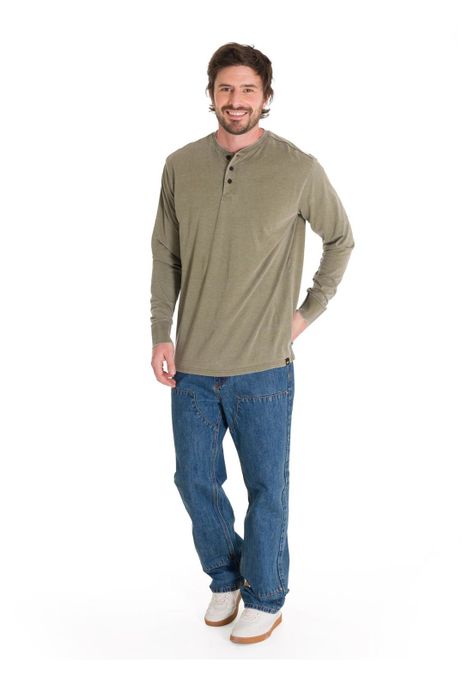 Polera Burnout Henley Hombre Verde-6