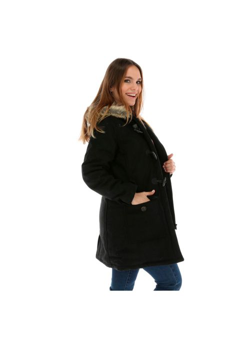 CHAQUETA MUJER WOOL PEACOAT NEGRO-3