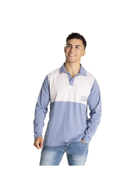 Polera Polo Hombre Natural Dye L/S Polo Azul-0