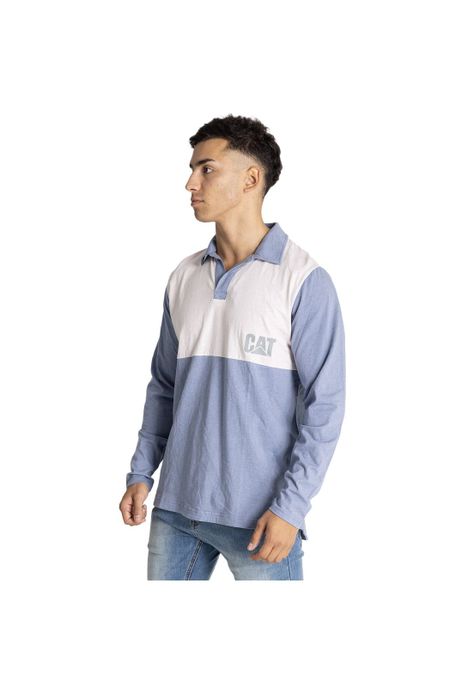 Polera Polo Hombre Natural Dye L/S Polo Azul-1