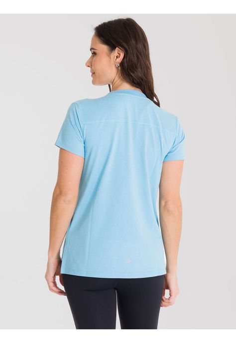 Polera deportiva Mujer cuello en V Celeste-1