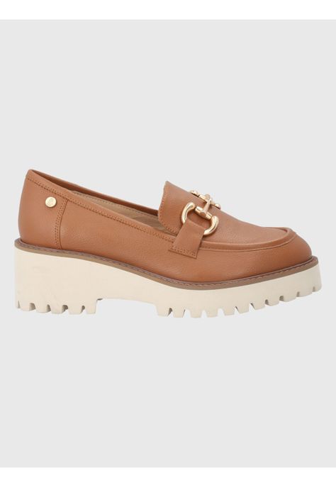 Mocasín Cuero Café Claro Mujer Lani -1